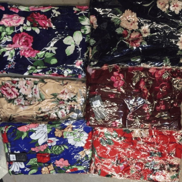 Cinched V Neck Floral Dress 6 Pack Assorted Colors (Size: One Size Fits All)