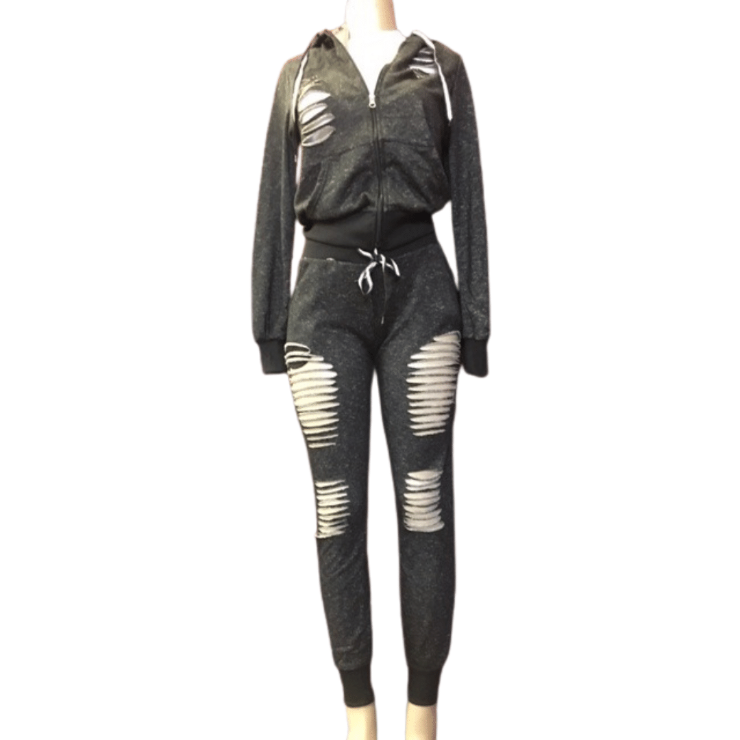 2 Peace Zipper Hoody Jacket With Rips and Tears 6 Pack Per Colors (Size: S-M-L-XL, 1-2-2-1)