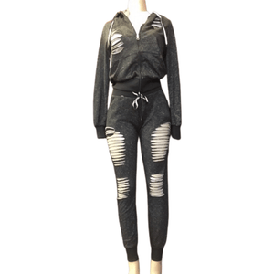 2 Peace Zipper Hoody Jacket With Rips and Tears 6 Pack Per Colors (Size: S-M-L-XL, 1-2-2-1)