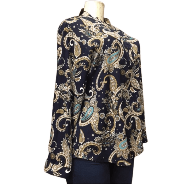 Paisleys Print Roll Up Blouse 6 Pack Assorted Colors (Size: S/M-L/XL, 3-3)
