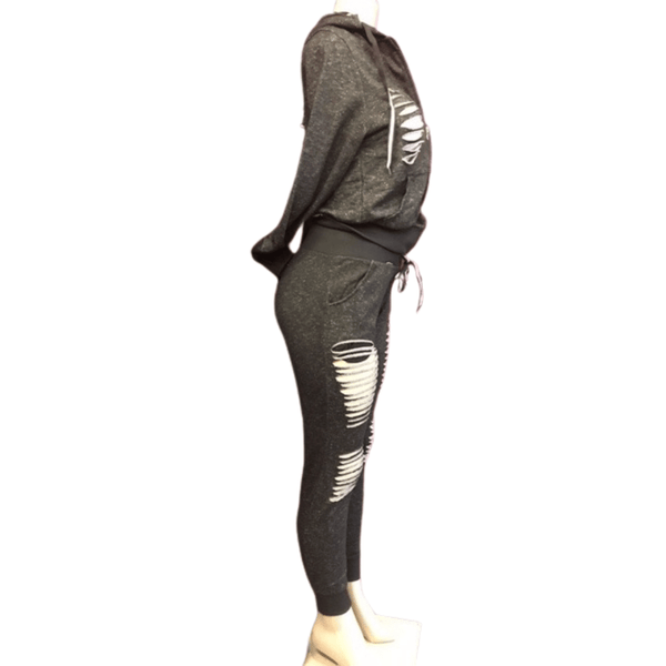 2 Peace Zipper Hoody Jacket With Rips and Tears 6 Pack Per Colors (Size: S-M-L-XL, 1-2-2-1)
