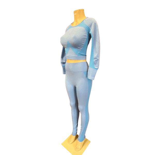 High Waist Crop Top Long Sleeve 2PCS Set Assorted Colors One Size Fits All 6 Packs Assorted Colors  (Size: One Size Fits All)