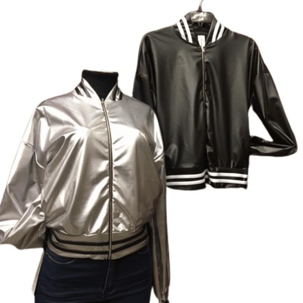 Leather Look Baseball Jacket 4 Pack Per Color (Size: S-M-L-XL, 1-1-1-1)