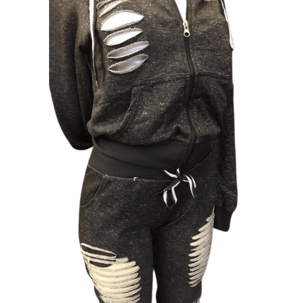 2 Peace Zipper Hoody Jacket With Rips and Tears 6 Pack Per Colors (Size: S-M-L-XL, 1-2-2-1)