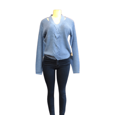 V-neck Crochet Look Sweater With Open Design Next To The V-neck 6 Pack Per Color (Size: S-M-L-XL, 1-2-2-1)