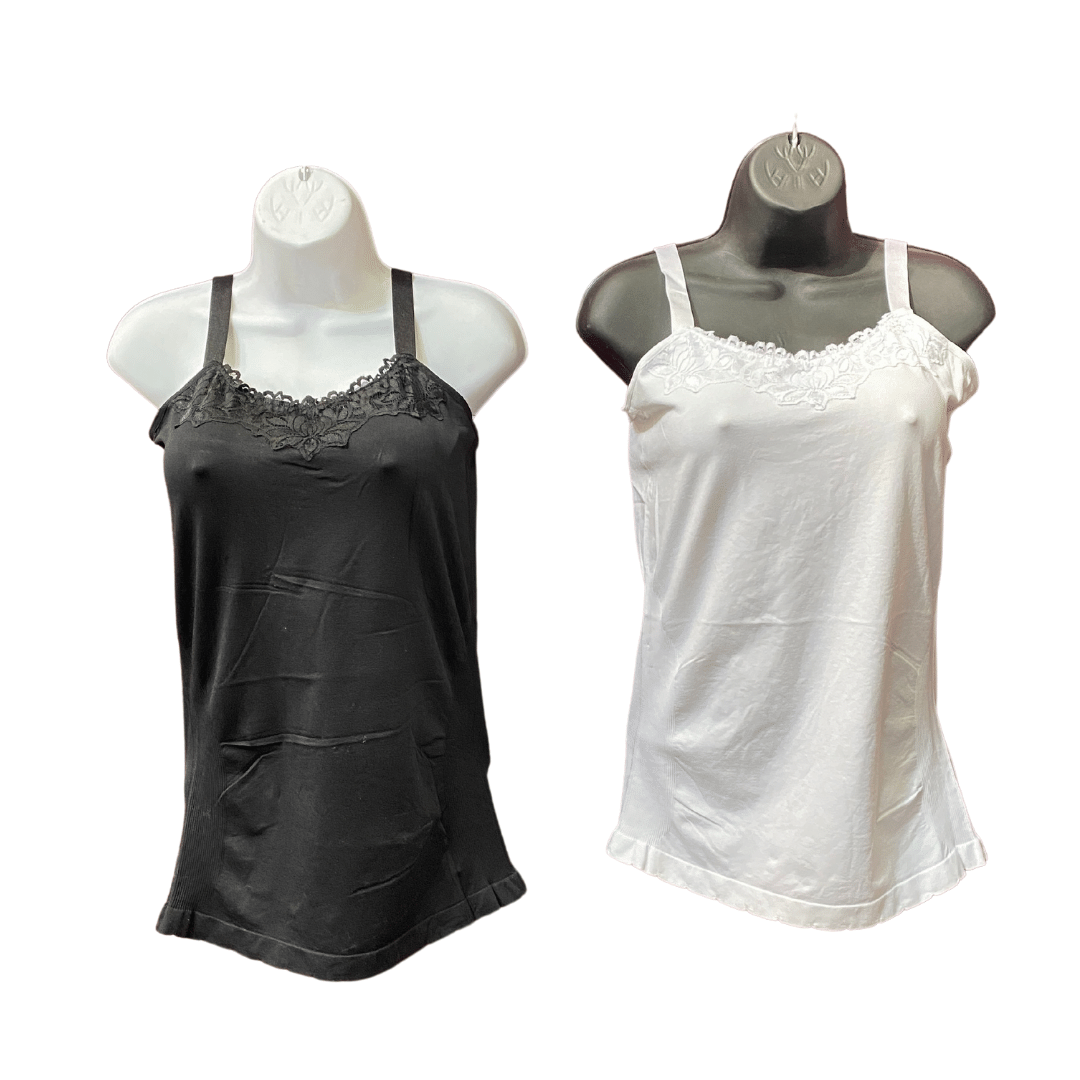 Wide Strap Tank with Lace Front Trim 6 Pack Per Color   (One Size Fits All)