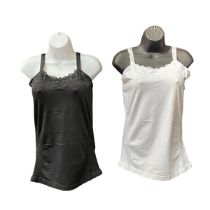Wide Strap Tank with Lace Front Trim 6 Pack Per Color   (One Size Fits All)