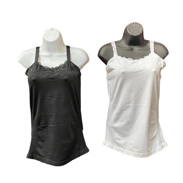Wide Strap Tank with Lace Front Trim 6 Pack Per Color   (One Size Fits All)