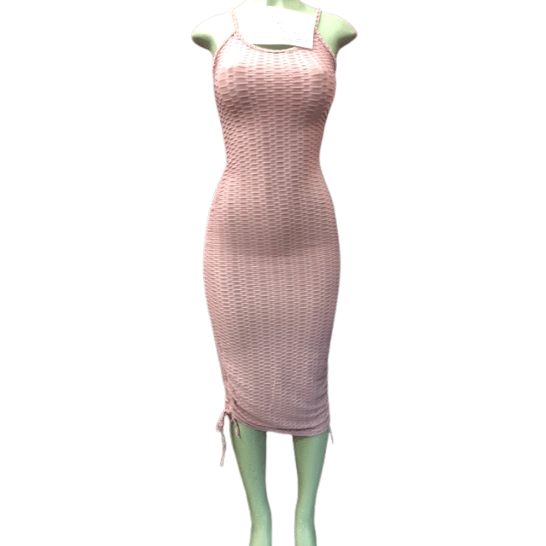Long Pucker Cinched Side Form Fitting Dress 6 Pack Per Color (Size: 1X-2X-3X, 2-2-2 )