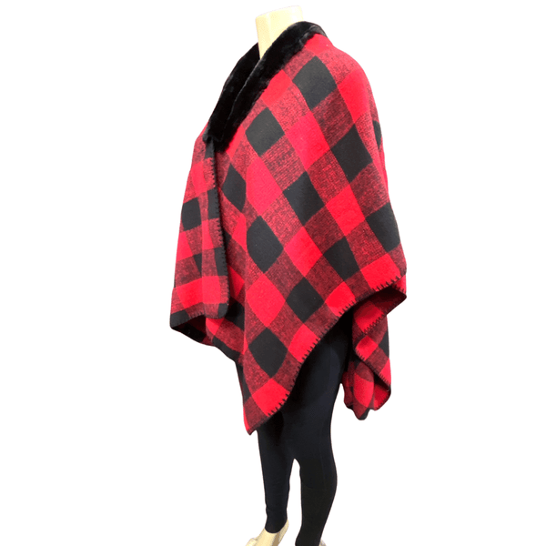 Designer Fashion Fur Trim Shawl 3 Pack (One Size Fits All) Mix Pattern with Multi Colors