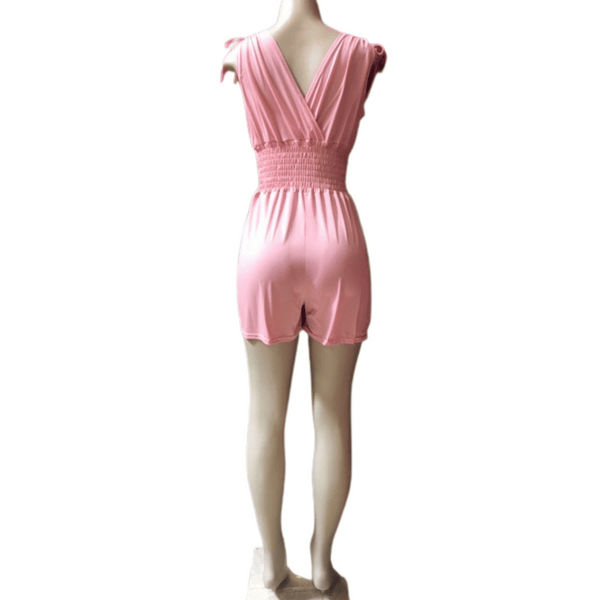 Cinched Waist V Neck 2 Pockets Romper 6 Pack Assorted Colors (Size: S/M-L/XL, 3-3)
