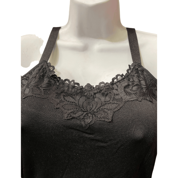 Wide Strap Tank with Lace Front Trim 6 Pack Per Color   (One Size Fits All)