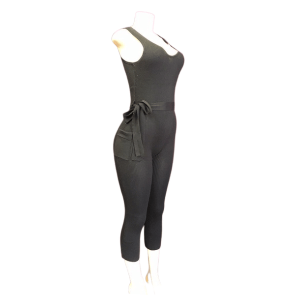Zipper Back Ribbed With Size Pocket Jumpsuit 6 Pack Per Color (Size: S-M-L-XL,  1-2-2-1)