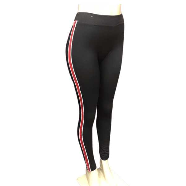 Fleece Lined Leggings With Red Side Stripe 6 Pack Per Color (Size:  S/M-L/XL, 3-3)