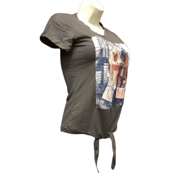 Picture Tie Front Tee 6 Pack Per Color (Size: S-M-L-XL, 1-2-2-1)