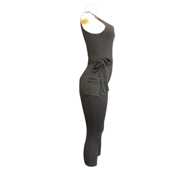 Zipper Back Ribbed With Size Pocket Jumpsuit 6 Pack Per Color (Size: S-M-L-XL,  1-2-2-1)