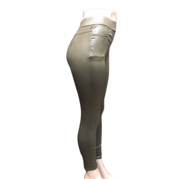 Leather Look Leggings With 2 Front Pockets 6 Pack Per Color (Size: S/M-L/XL, 3-3)