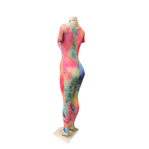 Tie-dye Tie Front Jumpsuit 6 Pack Per Color  (Size: S-M-L, 2-2-2) Tie-dye