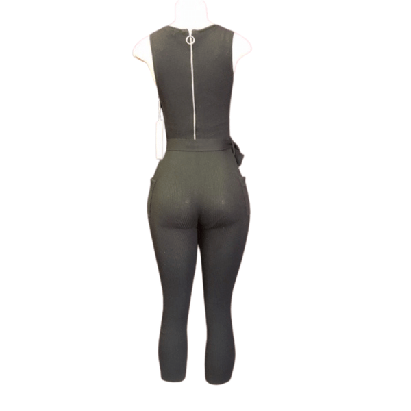 Zipper Back Ribbed With Size Pocket Jumpsuit 6 Pack Per Color (Size: S-M-L-XL,  1-2-2-1)