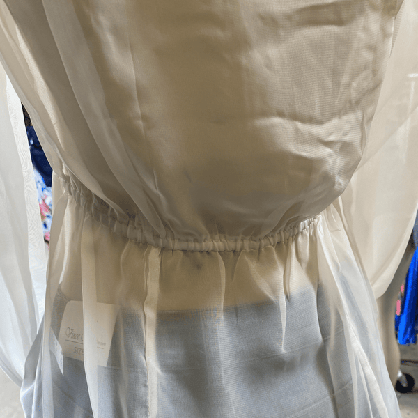 Shear Lace Front Banded Collar Cinched Back Tops 5 pack Off-White Color (Size: XS-S-M-L-XL, 1-1-1-1-1)