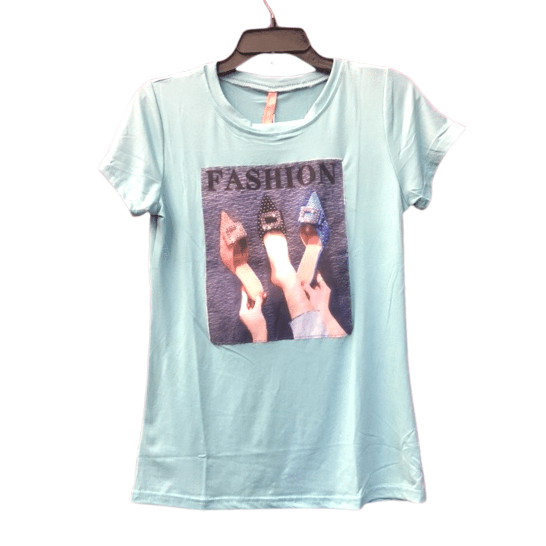 Appliqué Crew Neck Tee Shirt 6 Pack Per Color  (Size: S-M-L-XL, 1-2-2-1)