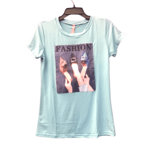 Appliqué Crew Neck Tee Shirt 6 Pack Per Color  (Size: S-M-L-XL, 1-2-2-1)