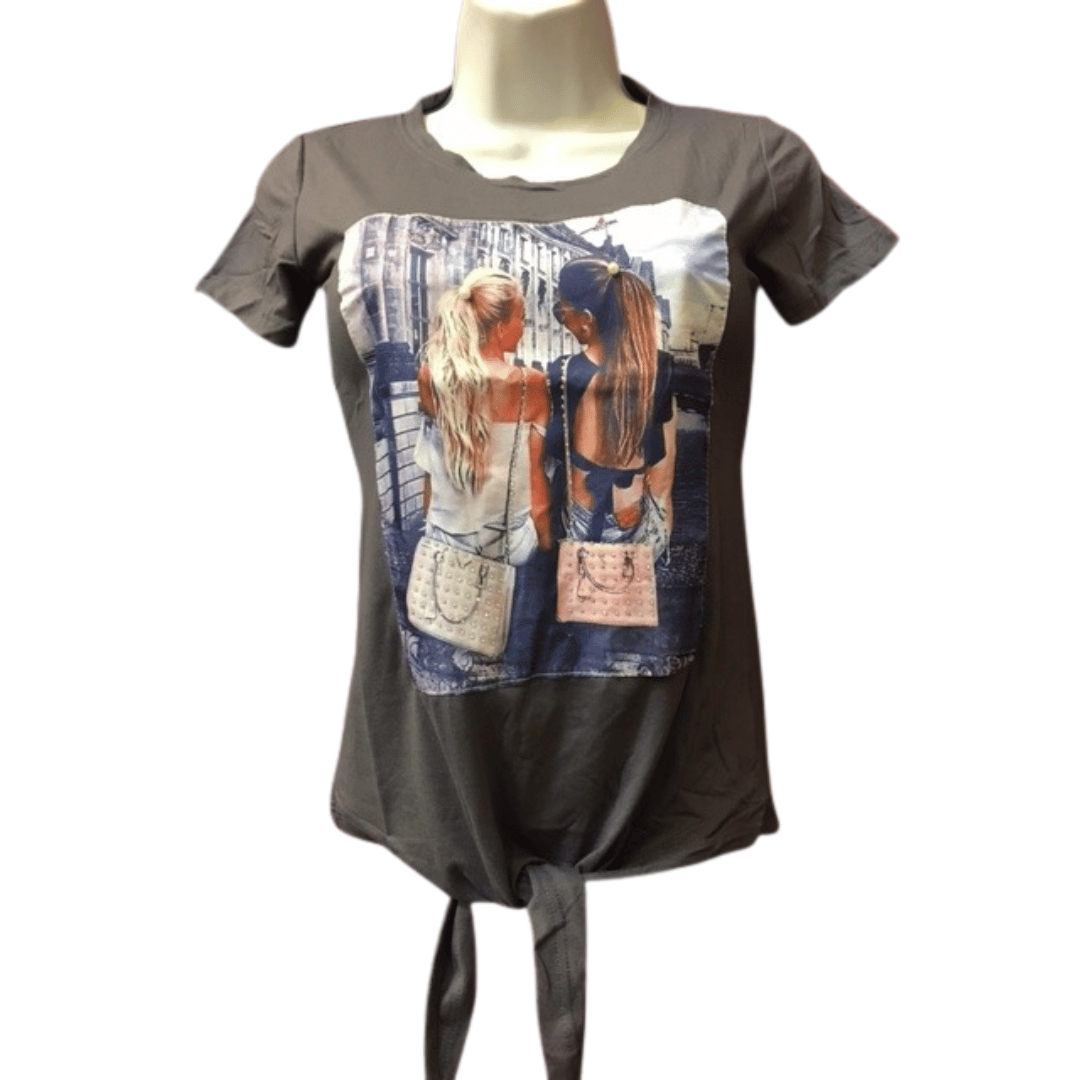 Picture Tie Front Tee 6 Pack Per Color (Size: S-M-L-XL, 1-2-2-1)