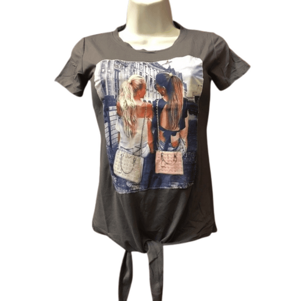 Picture Tie Front Tee 6 Pack Per Color (Size: S-M-L-XL, 1-2-2-1)