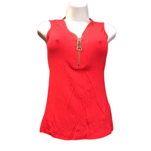 Big Zipper Sleeveless Top 6 Pack Assorted Colors (Size: S-M-L, 2-2-2)